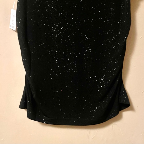 🍭 3/$30 black sleeveless glitter glam tank top with ruched sides - Picture 15 of 15
